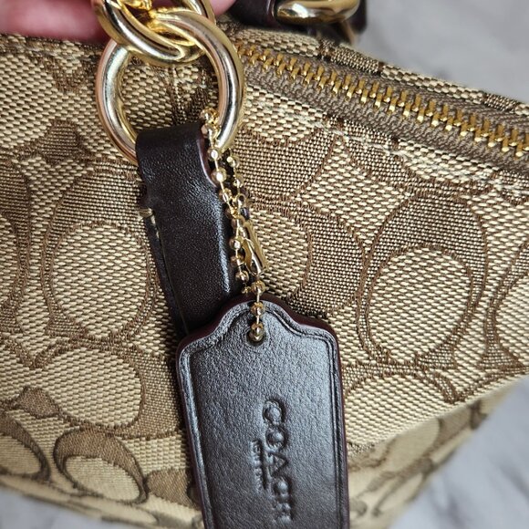 Coach Kelsey Jacquard Khaki Crossbody Bag Purse - Picture 7 of 16